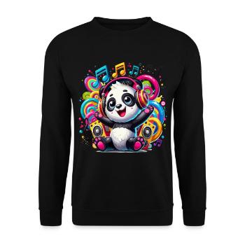 Cute panda in kawaii style listening to music - Unisex Sweatshirt - black - Front - Alina (178cm) & Michal (187cm)