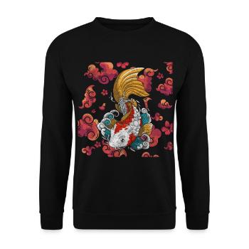 Asia Dragon Ninja Rising Sun - Unisex Sweatshirt - black - Front - Alina (178cm) & Michal (187cm)