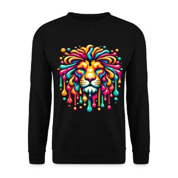Psychedelic Lion with vibrant colors - Unisex Sweatshirt - black - Front - Alina (178cm) & Michal (187cm)