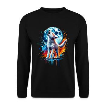 Petit loup aquarelle coloré - Sweat-shirt Unisexe - noir - Devant - Alina (178cm) & Michal (187cm)