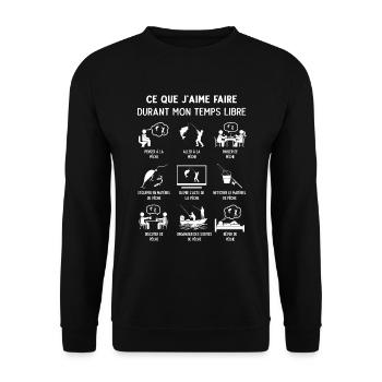 Pêcheur Pêche Humour Mon Temps Libre - Sweat-shirt Unisexe - noir - Devant - Alina (178cm) & Michal (187cm)
