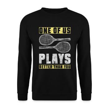 Tennis balle sports frapper carré - Sweat-shirt Unisexe - noir - Devant - Alina (178cm) & Michal (187cm)