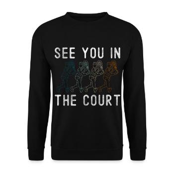 Tennisball Spiel Netz Platz - Unisex Pullover - Schwarz - Vorne - Alina (178cm) & Michal (187cm)