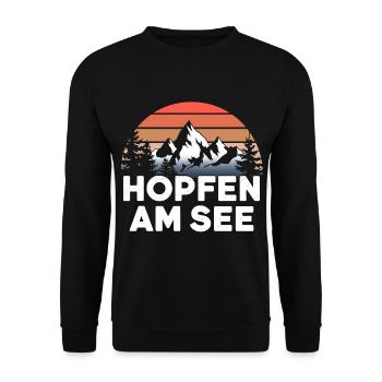 Hopfen am See Mountains Holiday Hiking - Unisex Sweatshirt - black - Front - Alina (178cm) & Michal (187cm)