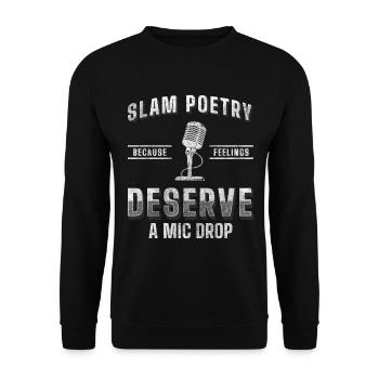 Slam Poetry Gedanken Text Dichtung - Unisex Pullover - Schwarz - Vorne - Alina (178cm) & Michal (187cm)