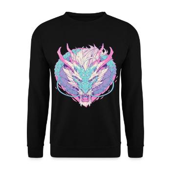 Tête de dragon en style pop art couleurs pastel - Sweat-shirt Unisexe - noir - Devant - Alina (178cm) & Michal (187cm)