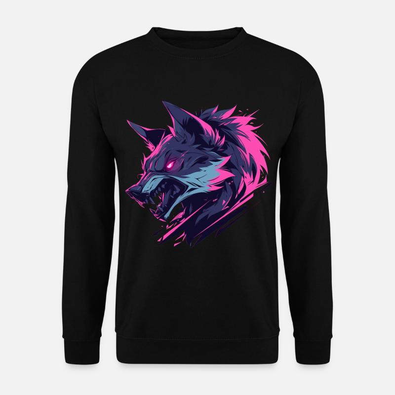 Bunter wilder Wolf - Unisex Pullover - Schwarz