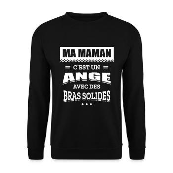 MA MAMAN C'EST UN ANGE AVEC DES BRAS SOLIDES - Sweat-shirt Unisexe - noir - Devant - Alina (178cm) & Michal (187cm)