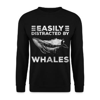 Wale Meeresbewohner Tierschutz Fische - Unisex Pullover - Schwarz - Vorne - Alina (178cm) & Michal (187cm)
