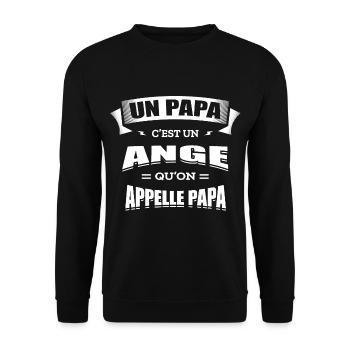 UN PAPA C'EST UN ANGE QU'ON APPELLE PAPA - Sweat-shirt Unisexe - noir - Devant - Alina (178cm) & Michal (187cm)