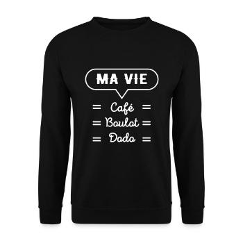MA VIE CAFÉ BOULOT DODO - Sweat-shirt Unisexe - noir - Devant - Alina (178cm) & Michal (187cm)