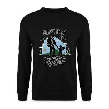 Super Papa voyageur - Sweat-shirt Unisexe - noir - Devant - Alina (178cm) & Michal (187cm)