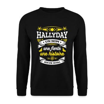 HALLYDAY UN NOM UNE FIERTÉ AUCUN RIVAL - Sweat-shirt Unisexe - noir - Devant - Alina (178cm) & Michal (187cm)