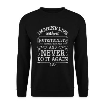 Nutritionists help healthy - Unisex Sweatshirt - black - Front - Alina (178cm) & Michal (187cm)