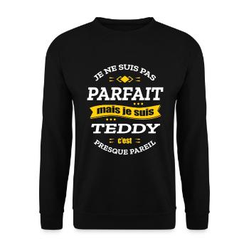 TEDDY PARFAIT - PRENOM TEDDY - Sweat-shirt Unisexe - noir - Devant - Alina (178cm) & Michal (187cm)
