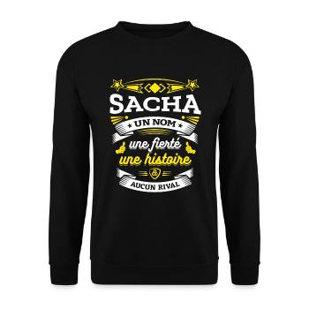 SACHA UN NOM UNE FIERTÉ AUCUN RIVAL - Sweat-shirt Unisexe - noir - Devant - Alina (178cm) & Michal (187cm)