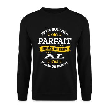 AL PARFAIT - PRENOM AL - Sweat-shirt Unisexe - noir - Devant - Alina (178cm) & Michal (187cm)