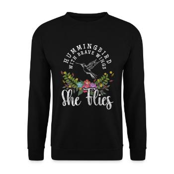 Icône colorée des animaux colibris - Sweat-shirt Unisexe - noir - Devant - Alina (178cm) & Michal (187cm)
