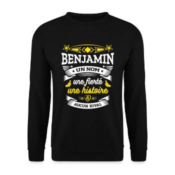 BENJAMIN UN NOM UNE FIERTÉ AUCUN RIVAL - Sweat-shirt Unisexe - noir - Devant - Alina (178cm) & Michal (187cm)