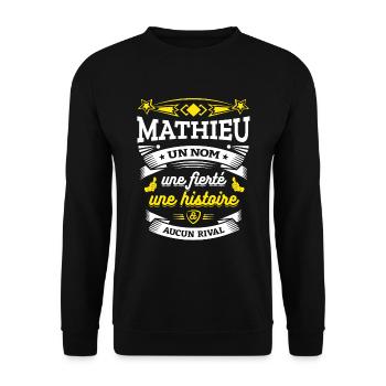 MATHIEU UN NOM UNE FIERTÉ AUCUN RIVAL - Sweat-shirt Unisexe - noir - Devant - Alina (178cm) & Michal (187cm)
