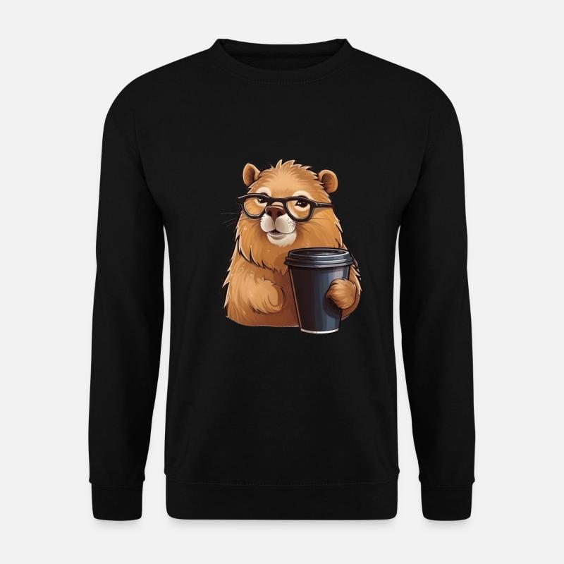 Capibara drinks coffee - Unisex Sweatshirt - black