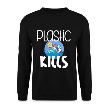 Le plastique tue le recyclage environnemental - Sweat-shirt Unisexe - noir - Devant - Alina (178cm) & Michal (187cm)