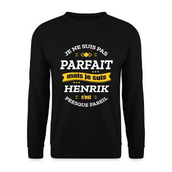 HENRIK PARFAIT - PRENOM HENRIK - Sweat-shirt Unisexe - noir - Devant - Alina (178cm) & Michal (187cm)