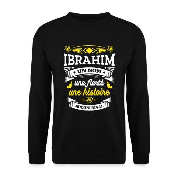 IBRAHIM UN NOM UNE FIERTÉ AUCUN RIVAL - Sweat-shirt Unisexe - noir - Devant - Alina (178cm) & Michal (187cm)