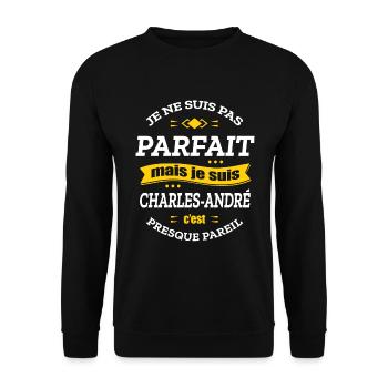 CHARLES-ANDRÉ PARFAIT - PRENOM CHARLES-ANDRÉ - Sweat-shirt Unisexe - noir - Devant - Alina (178cm) & Michal (187cm)