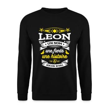 LEON UN NOM UNE FIERTÉ AUCUN RIVAL - Sweat-shirt Unisexe - noir - Devant - Alina (178cm) & Michal (187cm)