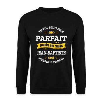 JEAN-BAPTISTE PARFAIT - PRENOM JEAN-BAPTISTE - Sweat-shirt Unisexe - noir - Devant - Alina (178cm) & Michal (187cm)