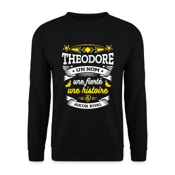 THEODORE UN NOM UNE FIERTÉ AUCUN RIVAL - Sweat-shirt Unisexe - noir - Devant - Alina (178cm) & Michal (187cm)
