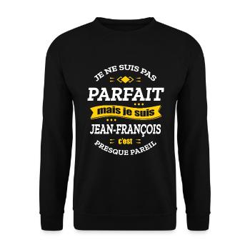 JEAN-FRANÇOIS PARFAIT - PRENOM JEAN-FRANÇOIS - Sweat-shirt Unisexe - noir - Devant - Alina (178cm) & Michal (187cm)