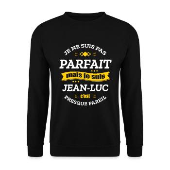 JEAN-LUC PARFAIT - PRENOM JEAN-LUC - Sweat-shirt Unisexe - noir - Devant - Alina (178cm) & Michal (187cm)