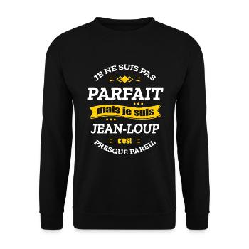 JEAN-LOUP PARFAIT - PRENOM JEAN-LOUP - Sweat-shirt Unisexe - noir - Devant - Alina (178cm) & Michal (187cm)