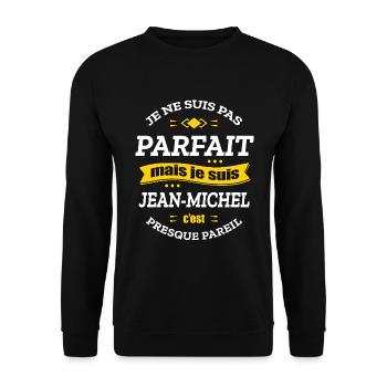 JEAN-MICHEL PARFAIT - PRENOM JEAN-MICHEL - Sweat-shirt Unisexe - noir - Devant - Alina (178cm) & Michal (187cm)