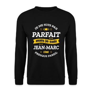 JEAN-MARC PARFAIT - PRENOM JEAN-MARC - Sweat-shirt Unisexe - noir - Devant - Alina (178cm) & Michal (187cm)