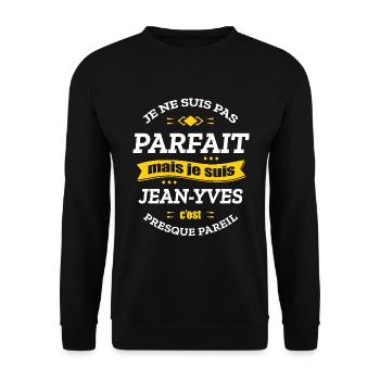 JEAN-YVES PARFAIT - PRENOM JEAN-YVES - Sweat-shirt Unisexe - noir - Devant - Alina (178cm) & Michal (187cm)