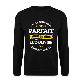 LUC-OLIVIER PARFAIT - PRENOM LUC-OLIVIER - Sweat-shirt Unisexe - noir - Devant - Alina (178cm) & Michal (187cm)