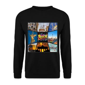 Berlin Skyline City Germany Collage Graffiti - Unisex Sweatshirt - black - Front - Alina (178cm) & Michal (187cm)