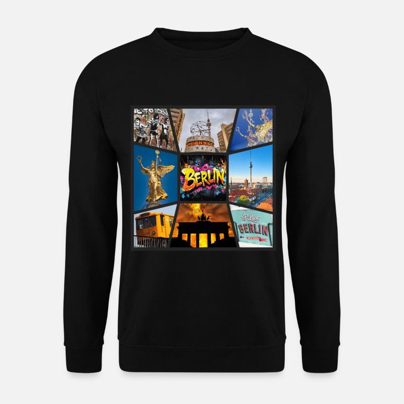 Berlin Skyline Stadt Deutschland Collage Graffiti - Unisex Pullover - Schwarz