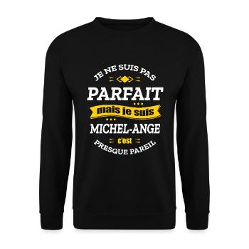MICHEL-ANGE PARFAIT - PRENOM MICHEL-ANGE - Sweat-shirt Unisexe - noir - Devant - Alina (178cm) & Michal (187cm)