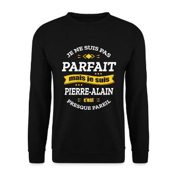 PIERRE-ALAIN PARFAIT - PRENOM PIERRE-ALAIN - Sweat-shirt Unisexe - noir - Devant - Alina (178cm) & Michal (187cm)