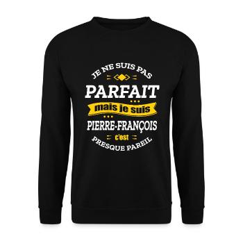 PIERRE-FRANÇOIS PARFAIT - PRENOM PIERRE-FRANÇOIS - Sweat-shirt Unisexe - noir - Devant - Alina (178cm) & Michal (187cm)