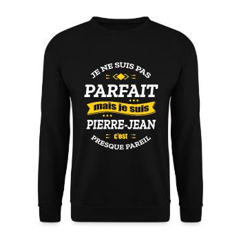 PIERRE-JEAN PARFAIT - PRENOM PIERRE-JEAN - Sweat-shirt Unisexe - noir - Devant - Alina (178cm) & Michal (187cm)