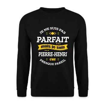 PIERRE-HENRI PARFAIT - PRENOM PIERRE-HENRI - Sweat-shirt Unisexe - noir - Devant - Alina (178cm) & Michal (187cm)
