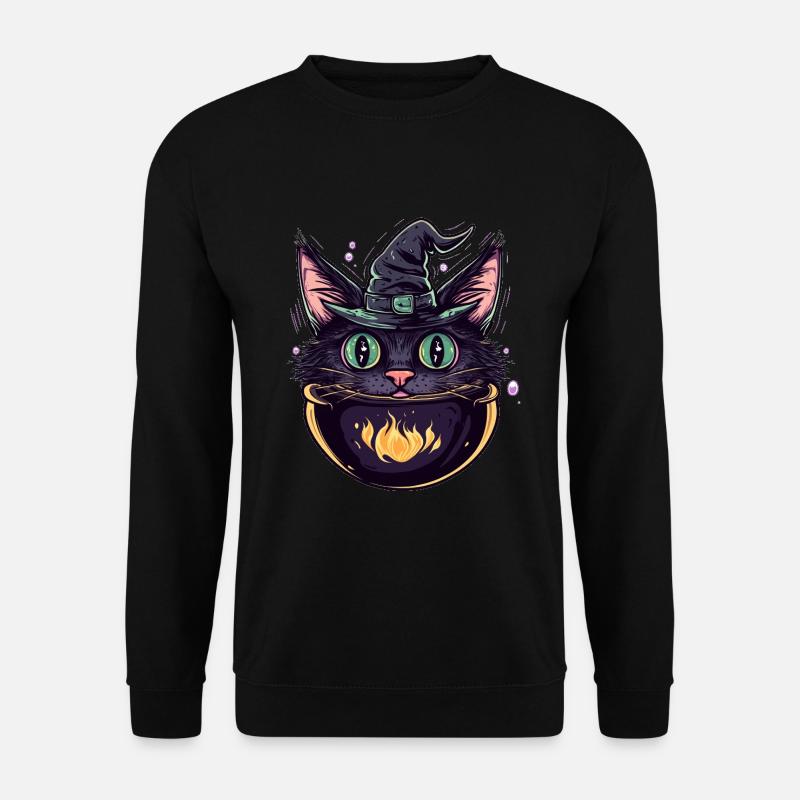 Cat Cauldron Cat Witch Halloween - Unisex Sweatshirt - black
