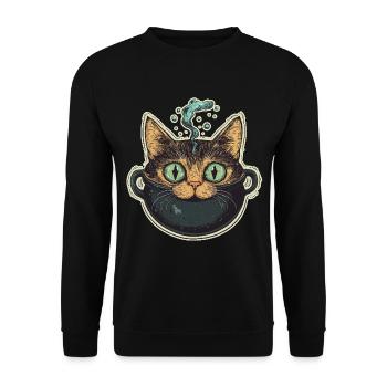 Chat Chaudron Chat Sorcière Halloween - Sweat-shirt Unisexe - noir - Devant - Alina (178cm) & Michal (187cm)