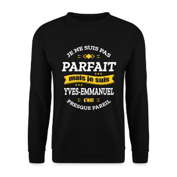 YVES-EMMANUEL PARFAIT - PRENOM YVES-EMMANUEL - Sweat-shirt Unisexe - noir - Devant - Alina (178cm) & Michal (187cm)