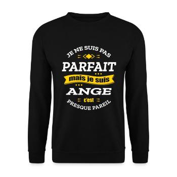 ANGE PARFAIT - PRENOM ANGE - Sweat-shirt Unisexe - noir - Devant - Alina (178cm) & Michal (187cm)